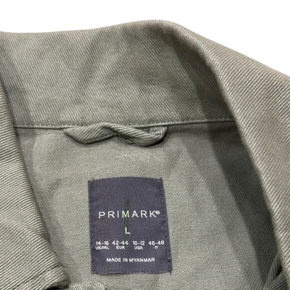 Primark Chore Jacket Women's Large 10-12 Green Utility Military Barn Button Down - Picture 3 of 6